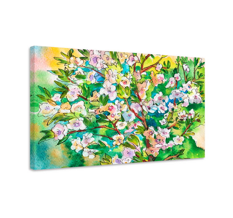 Canvas schilderij bloemen en planten bloeiende bloemdisplay - TenStickers