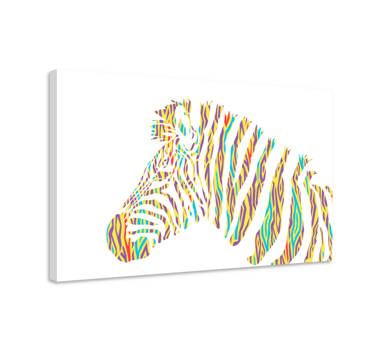 Canvas schilderij dieren kleurrijk zebra hoofd - TenStickers