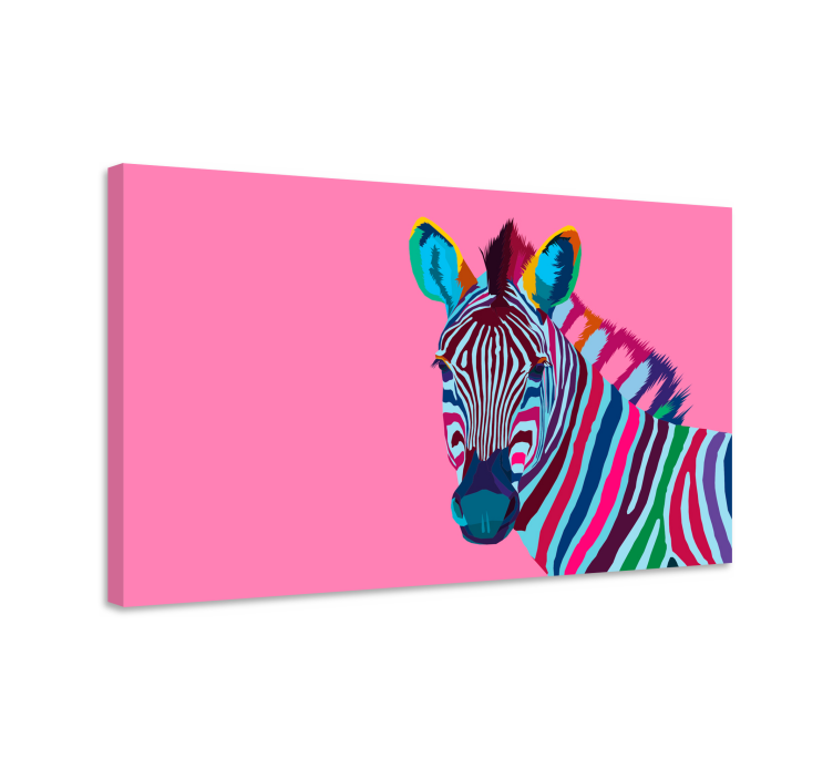 Canvas schilderij dieren levendige zebra afbeelding - TenStickers