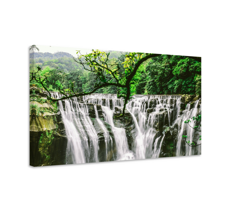 Majestueuze waterval scene Canvas landschap - TenStickers