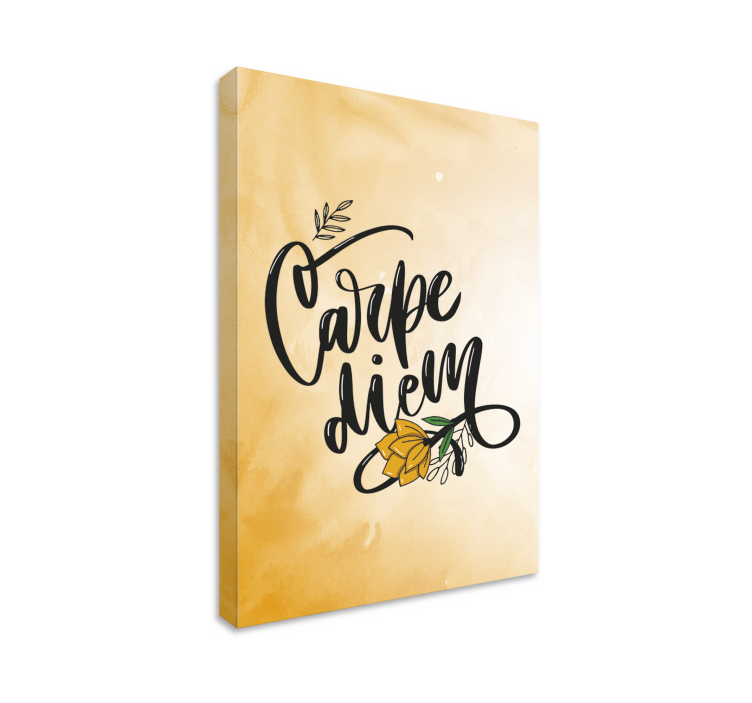 Canvas schilderij tekst pluk de dag bloemrijk - TenStickers