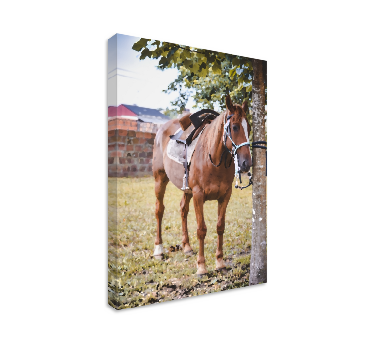 Paarden schilderij op canvas elegant bruin paard - TenStickers