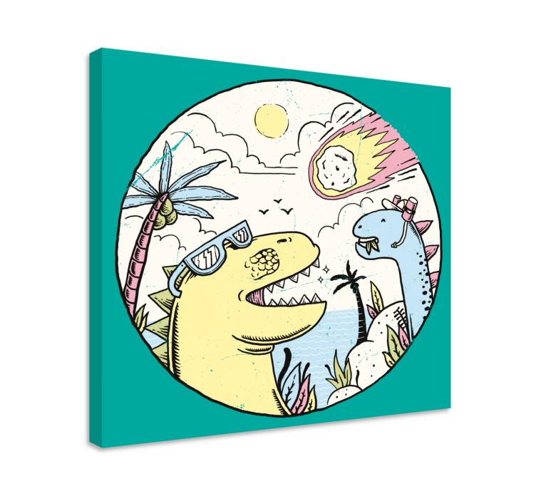 Canvas schilderij dinosaurus avontuur van dinosaurussen - TenStickers