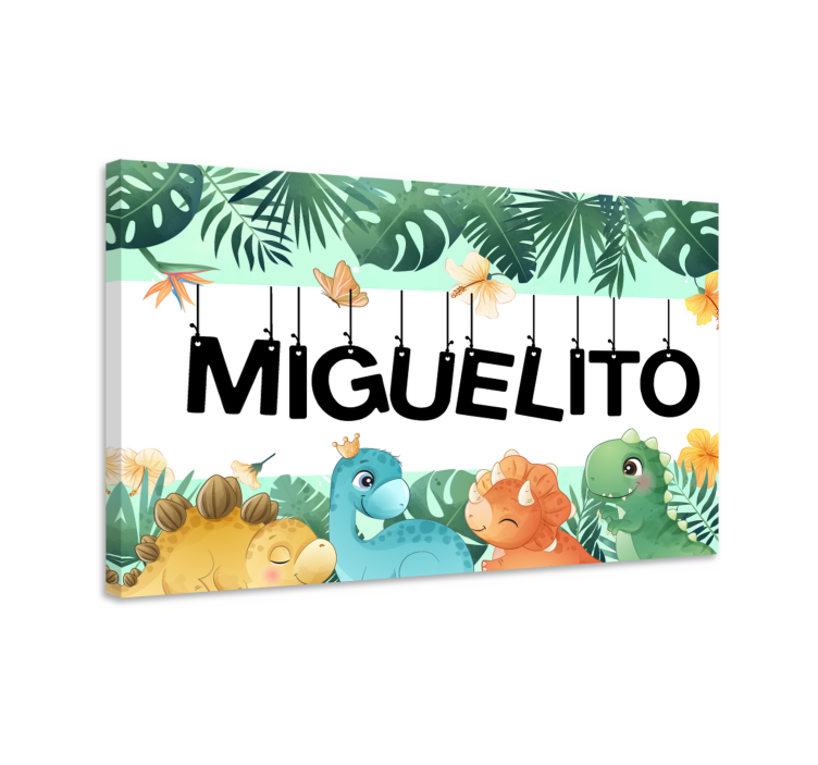 Paarden schilderij op canvas schattige dinosaurusscène - TenStickers