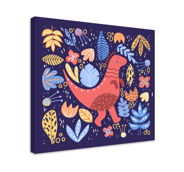 Canvas schilderij dinosaurus speelse dinosaurus illustratie - TenStickers