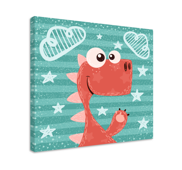 Canvas schilderij dinosaurus schattige cartoon dino - TenStickers