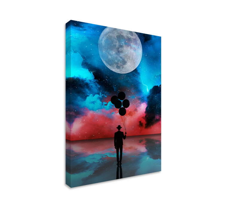 Canvas schilderij abstract mysterieuze silhouet ballonnen - TenStickers