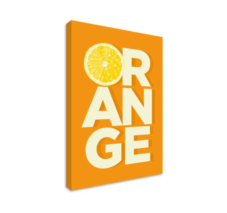 Canvas stilleven en fruit Gesneden oranje tekst - TenStickers