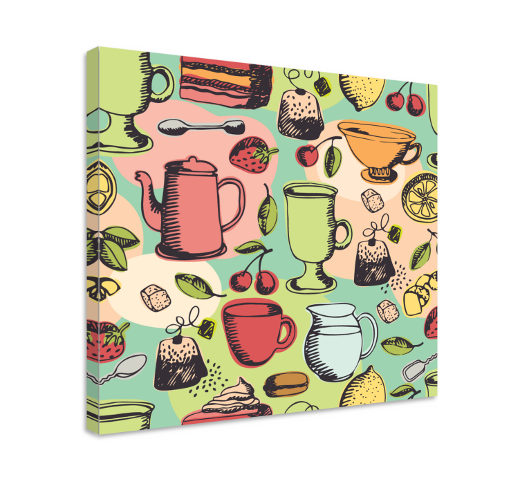 Canvas stilleven en fruit kleurvolle keukenvaatjes - TenStickers