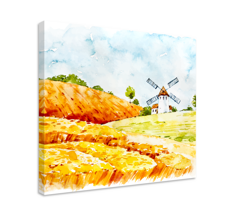 Windmolen in velden Canvas landschap - TenStickers