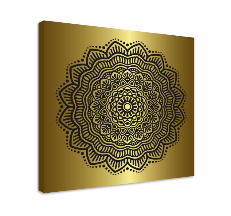 Canvas schilderij Mandala in goud en zwart - TenStickers