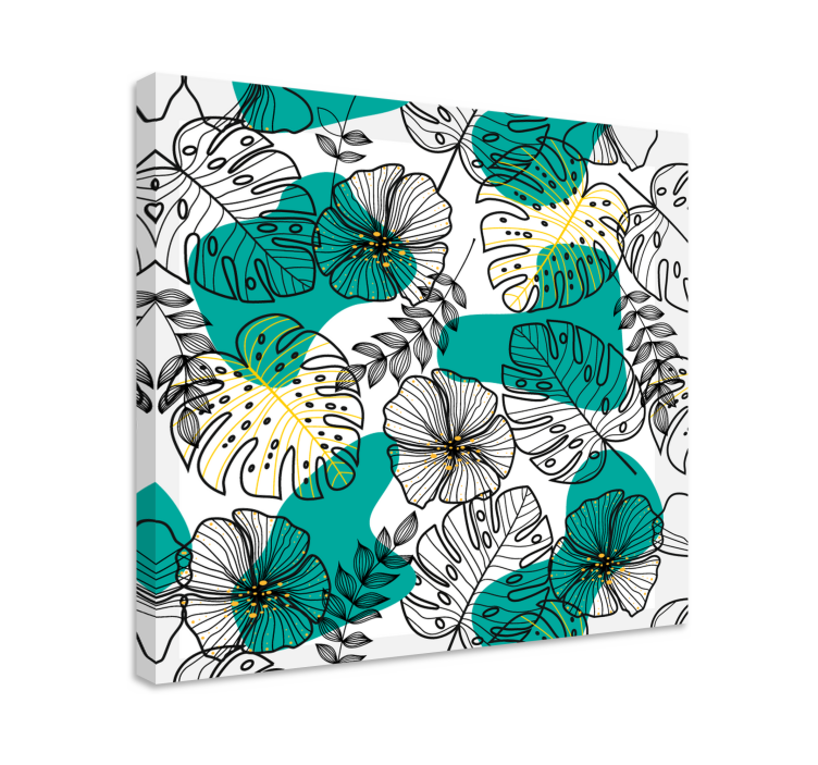 Canvas schilderij bloemen en planten bladerenpatroon - TenStickers