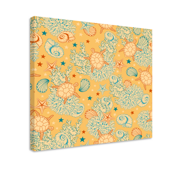 Canvas schilderij marine zeeschildpad patroon - TenStickers