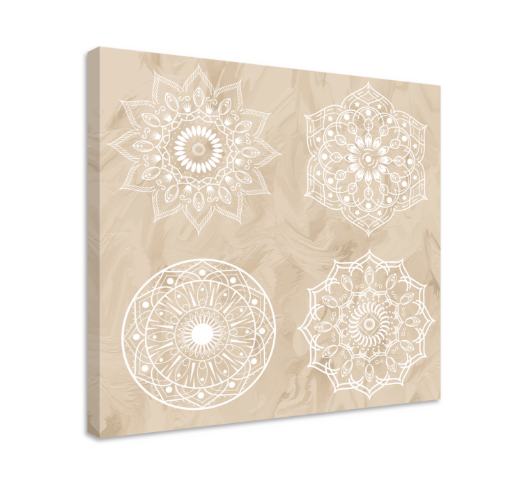 Canvas schilderij mandala Vier beige mandala's - TenStickers