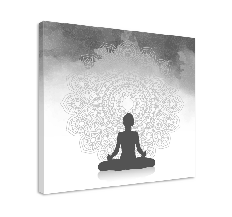 Canvas schilderij mandala silhouet meditatie - TenStickers