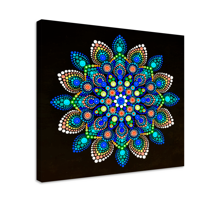 Canvas schilderij mandala kleurrijke stippen - TenStickers