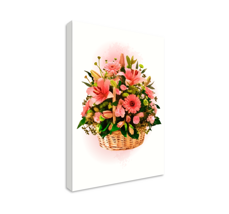 Mand met roze bloemen Canvas bloem en plant - TenStickers