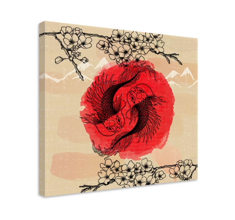 Canvas schilderij vissen Ying yang vissen - TenStickers