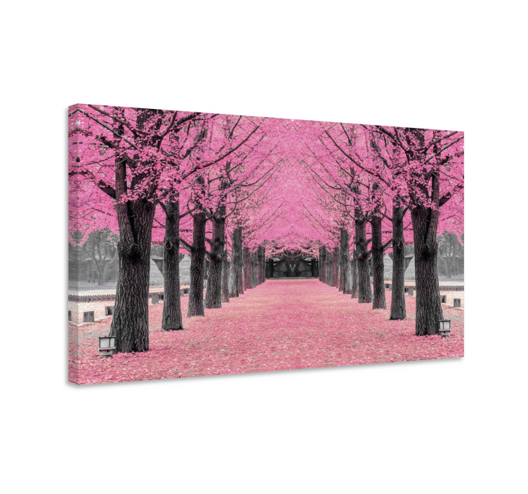 Canvas schilderij hal Roze bomen bos - TenStickers