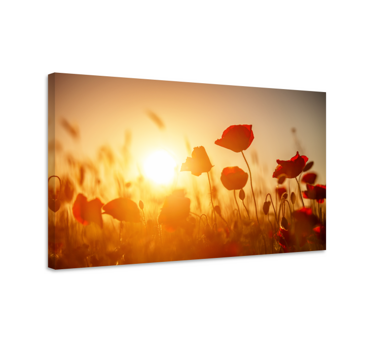 Canvas schilderij bloemen en planten klaproosveld glans - TenStickers