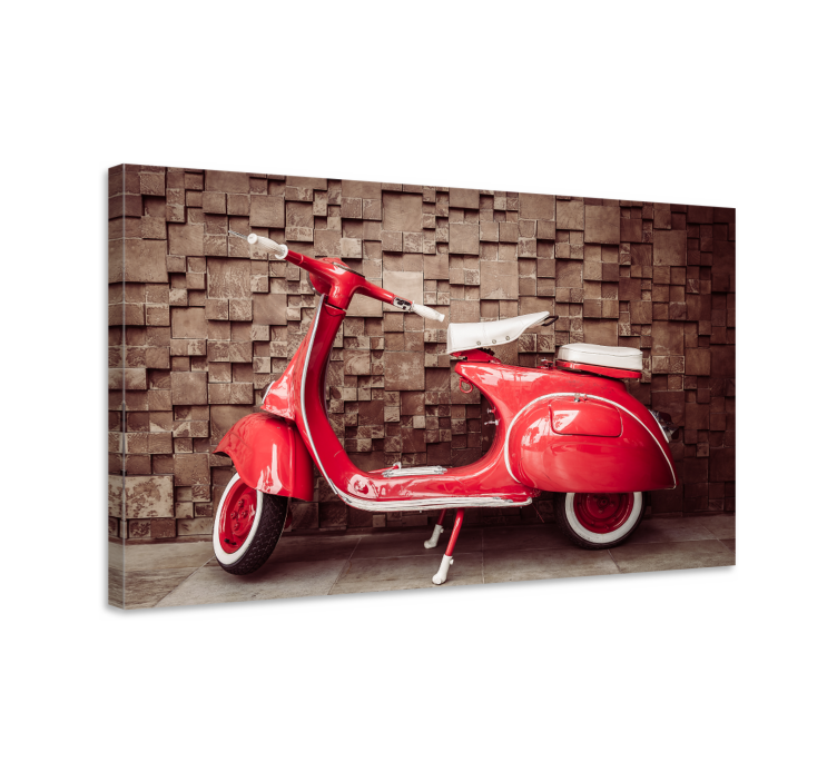 Vintage canvas schilderij Rode motor - TenStickers