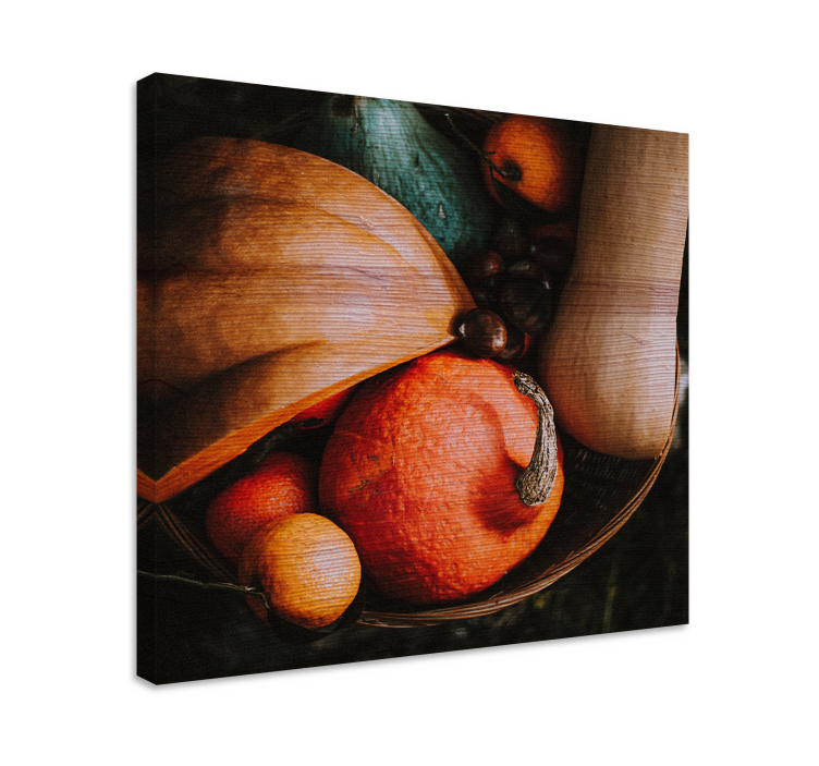Canvas stilleven en fruit geplukte oranje pompoen - TenStickers