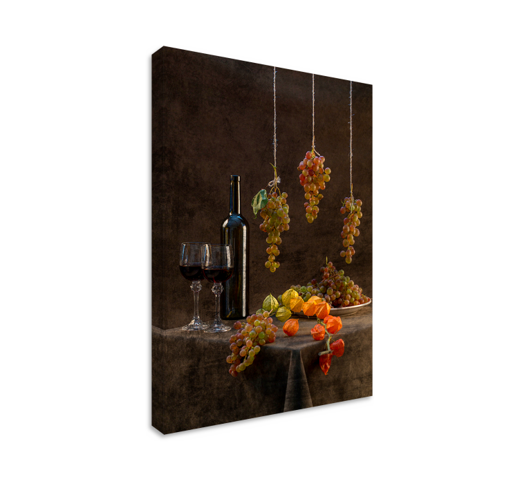 Canvas stilleven en fruit hangende druiven display - TenStickers