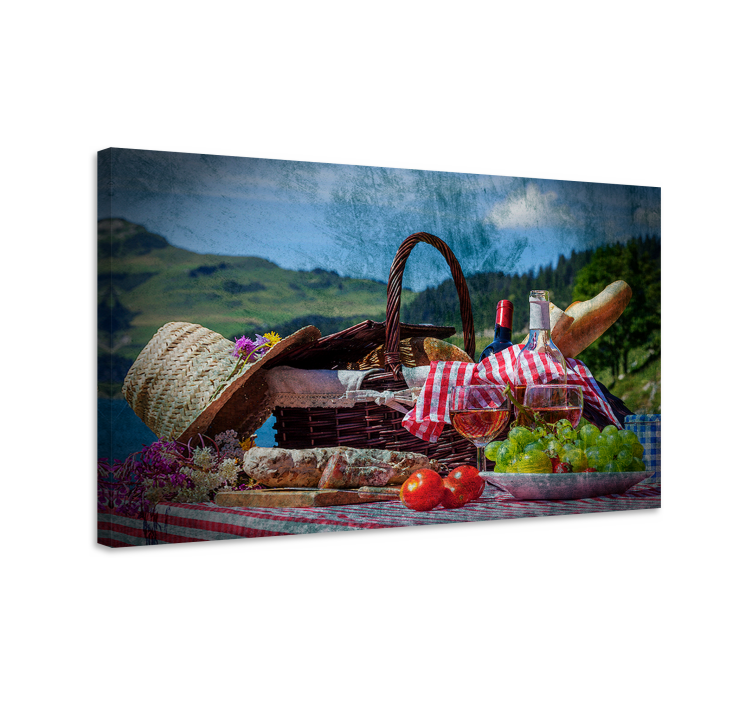 Canvas landschap picknickmand scène - TenStickers