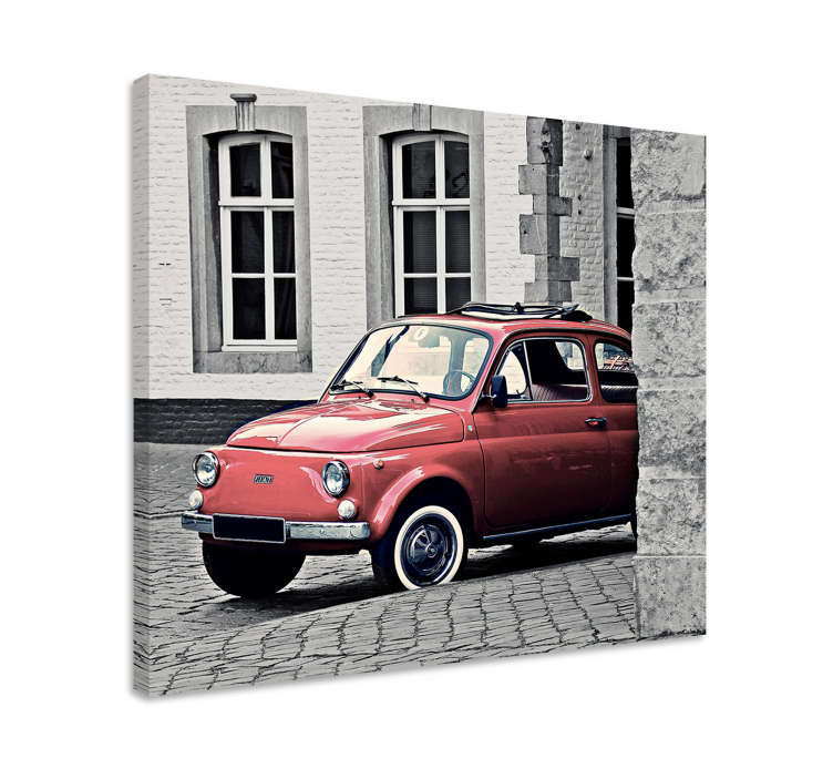 Vintage canvas schilderij klassieke rode auto - TenStickers