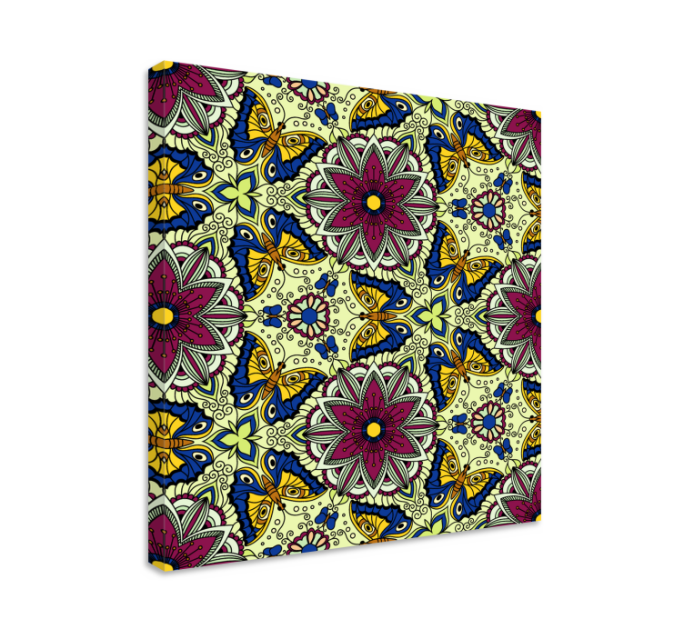 Canvas schilderij bloemen en planten vlinderpatroon - TenStickers