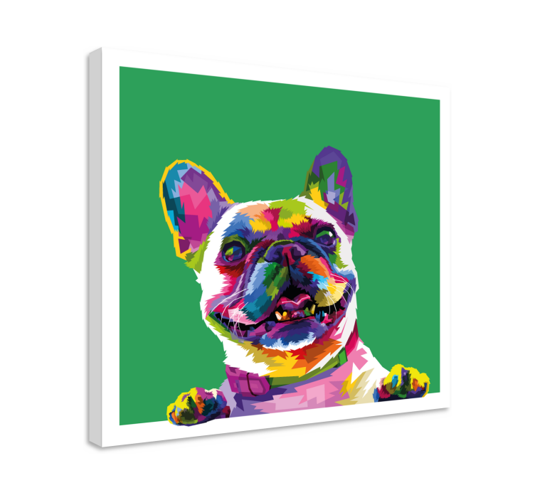Canvas schilderij honden Franse bulldog regenboog - TenStickers