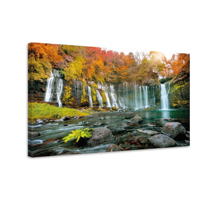 Canvas landschap herfstwaterval scène - TenStickers