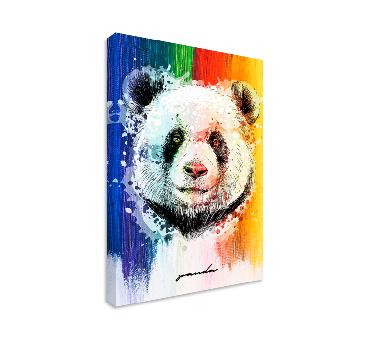 Canvas schilderij dieren kleurrijk panda portret - TenStickers