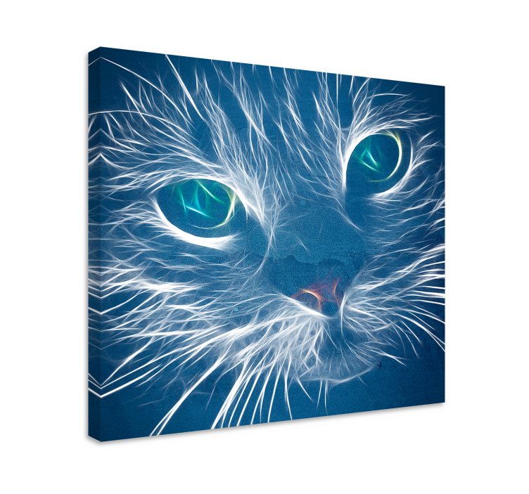 Canvas schilderij katten Blauwe abstracte kat - TenStickers