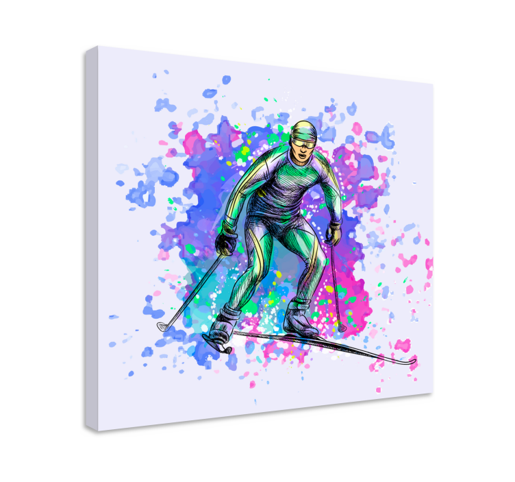 Canvas schilderij sport skiën actiescène - TenStickers
