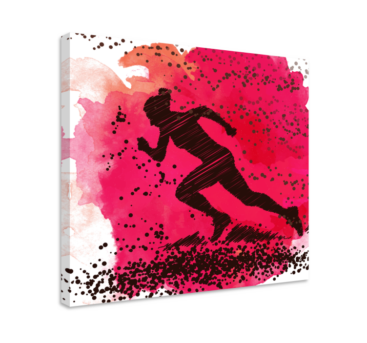 Canvas schilderij sport dynamische hardloper silhouet - TenStickers