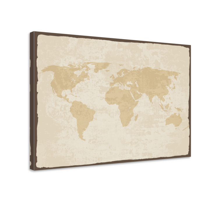 Wereldkaart canvas schilderij Vintage wit en beige - TenStickers
