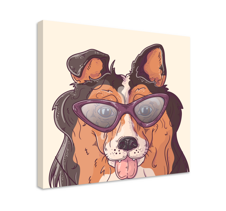 Canvas schilderij hond met zonnebril - TenStickers