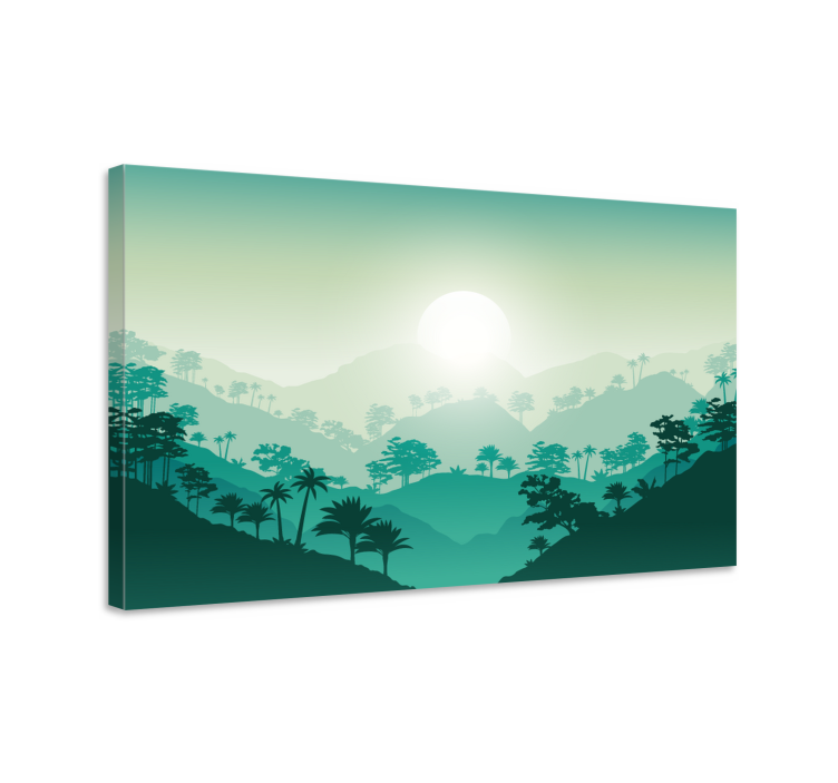 Canvas landschap mistige berg zonsopgang - TenStickers