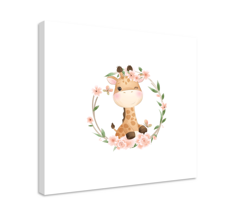 Canvas schilderij dieren schattig giraffe ontwerp - TenStickers