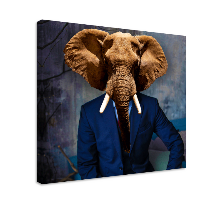 Canvas schilderij olifant olifantenkop portret - TenStickers