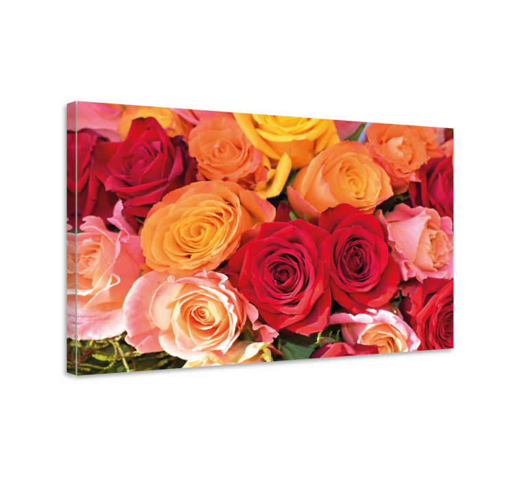 Oranjerode en roze rozen canvas - TenStickers