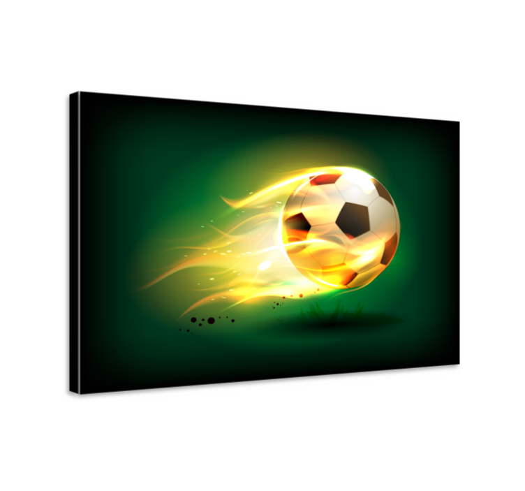 Canvas schilderij jongeren Cool voetbal in brand - TenStickers