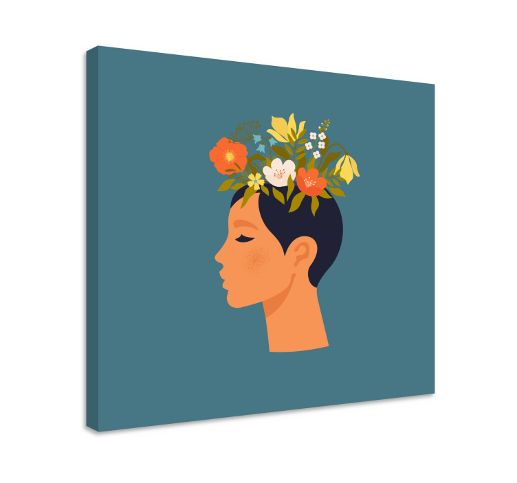 Canvas schilderij bloemen en planten silhouet profiel - TenStickers