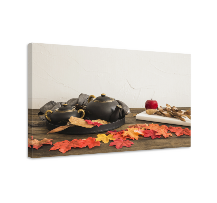 Herfst thee arrangement Canvas landschap - TenStickers