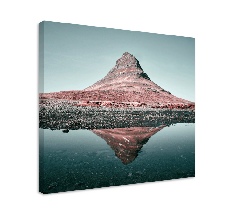 Canvas landschap kirkjufell bergreflectie - TenStickers