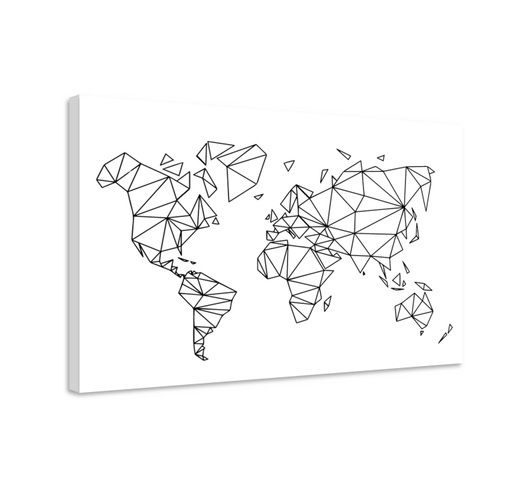 Wereldkaart canvas schilderij geometrisch universum omtrek - TenStickers