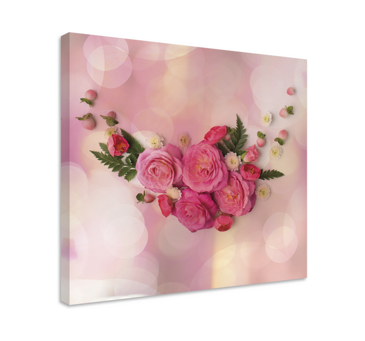 Canvas schilderij bloemen en planten roze bloemenboeket - TenStickers