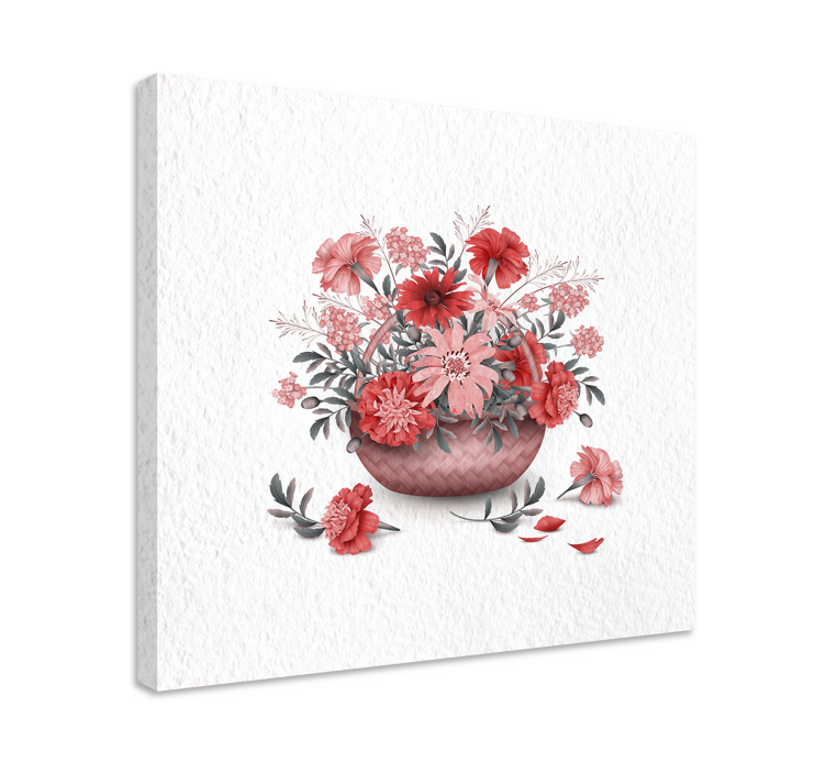 Canvas schilderij bloemen en planten bloemenmand arrangement - TenStickers