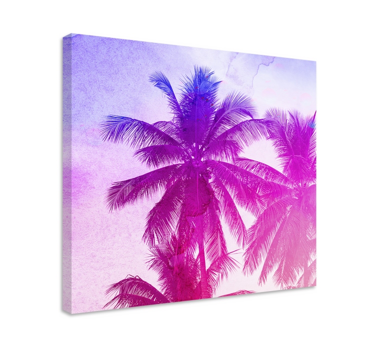 Canvas schilderij bloemen en planten palmboom silhouet - TenStickers